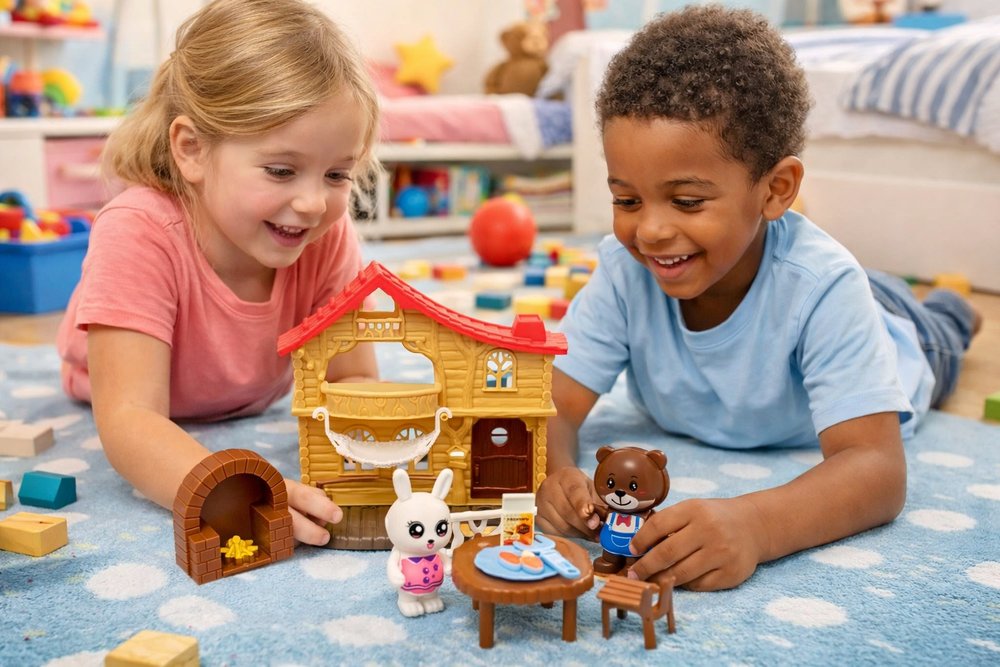 Conjunto Animais de Plástico 22 Peças com Acessórios Brinquedo Infantil - Marrom - Imagem 2