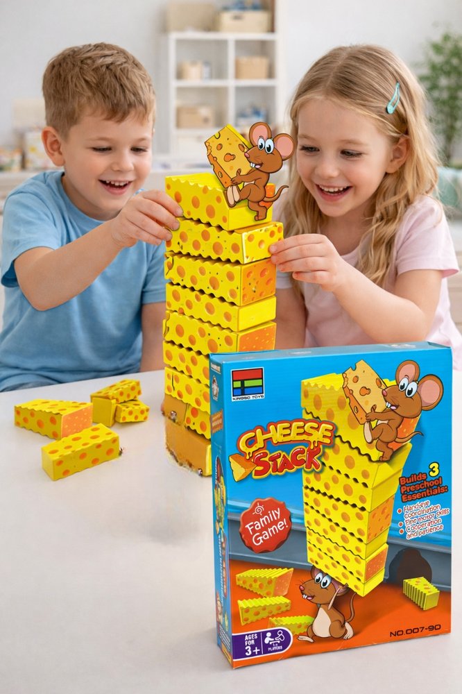 Conjunto 20 Blocos De Queijo Cheese Stack Torre Empilhamento - Imagem 3