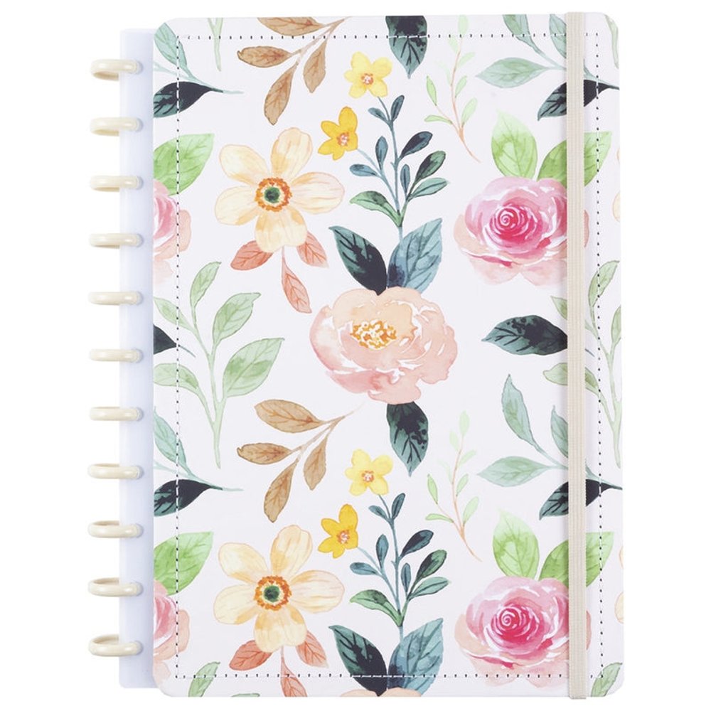 Caderno White Garden Disko Grande G Capa Dura Disco Reposicionável
