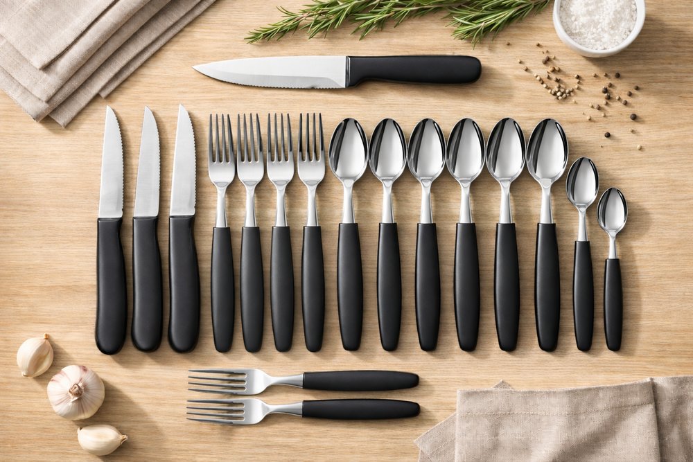 Conjunto de Talheres Caprese 26 Peças - Preta