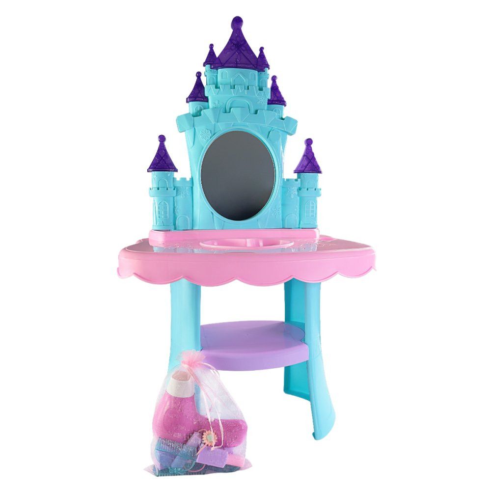 Salão de Beleza Infantil Penteadeira com Acessórios Completa Espelho Cadeira Rosa - Imagem 3
