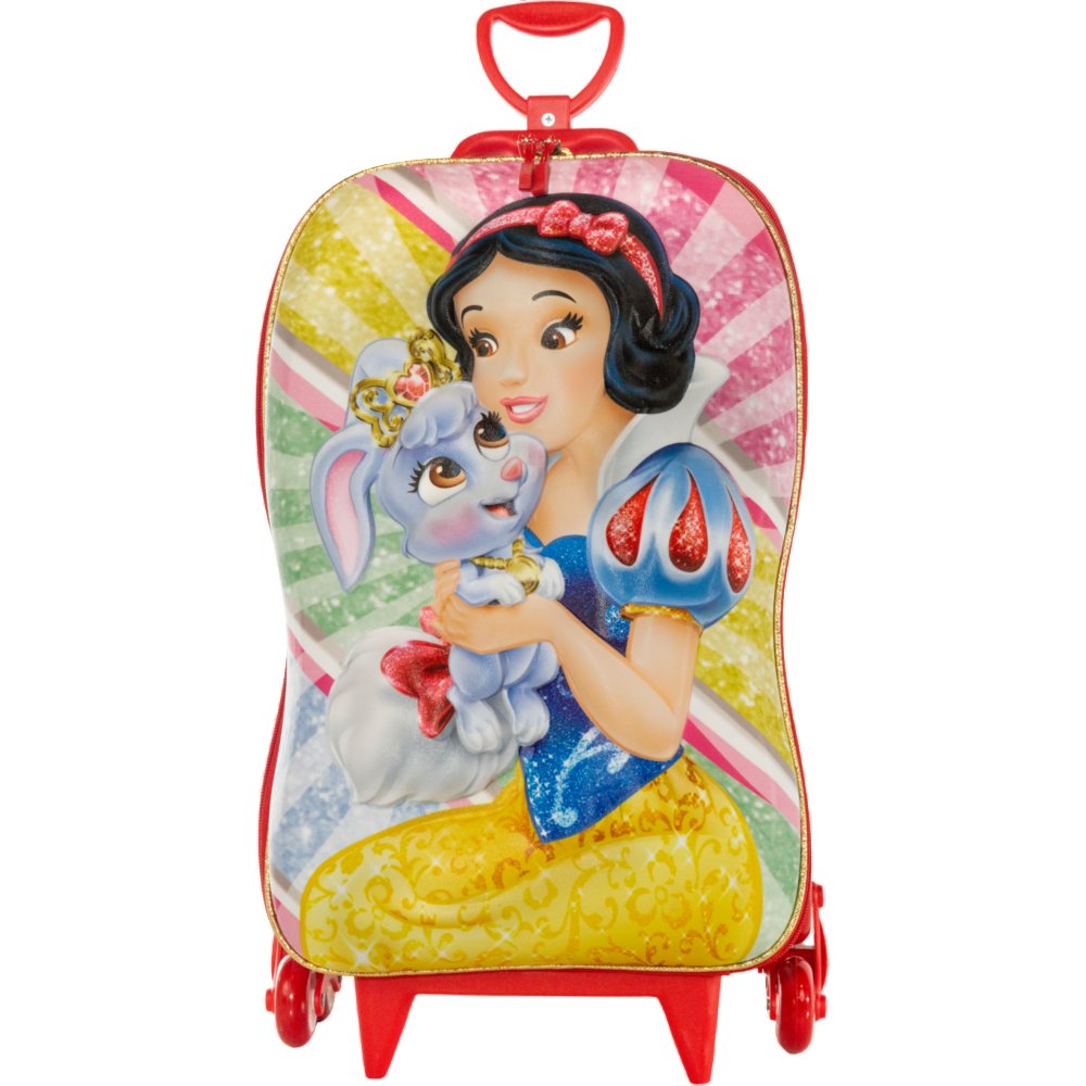 Mala Infantil Branca de Neve 3D com Rodinhas Multicolorida Tamanho Pequeno para Viagem Escolar - Imagem 5