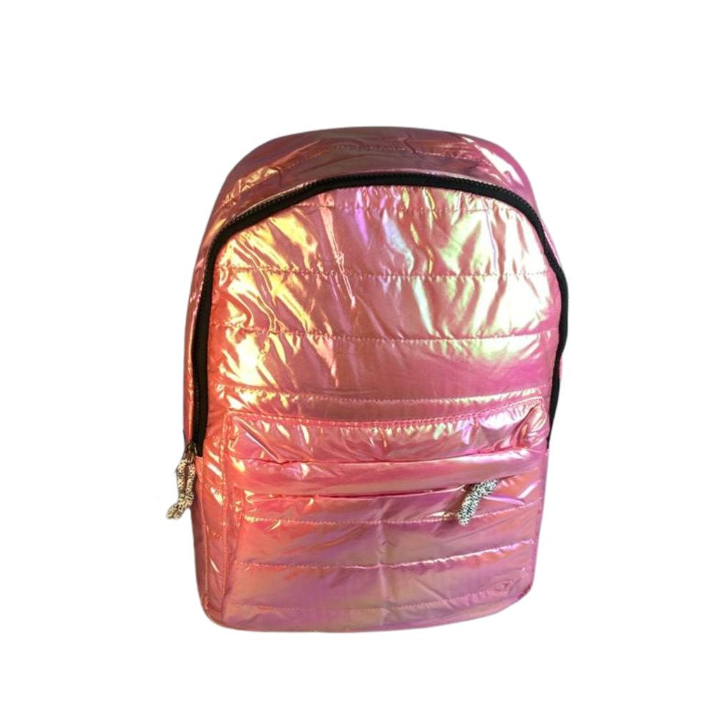 Mochila Holográfica Metalizada Sortida PVC Resistente Escolar Universitária 16L - Imagem 4
