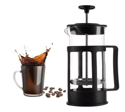 Cafeteira Francesa 600ml Preta Vidro Borossilicato Filtro Aço Inox Cozinha