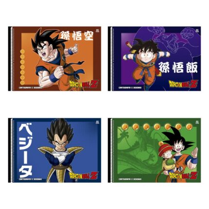Caderno de Cartografia e Desenho Dragon Ball Z Sortido 96 Folhas 140g Papel Alta Qualidade