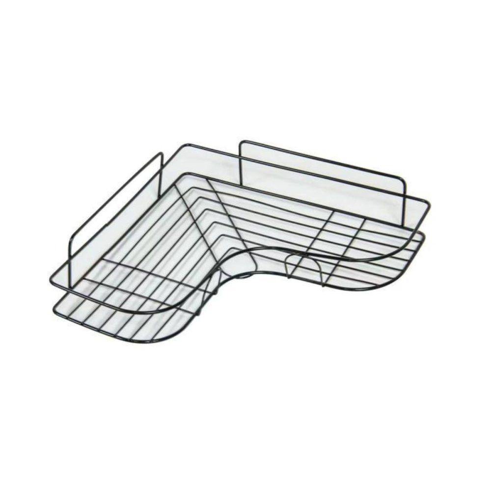 Prateleira Aramada De Canto Em L Para Shampoo Banheiro 2 Peças Aço Branco 30x30cm