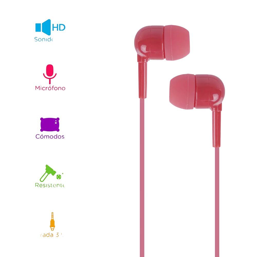 Fone de Ouvido com Fio Vermelho Estojo Conector P2 Alta Qualidade Som Estéreo - Imagem 3
