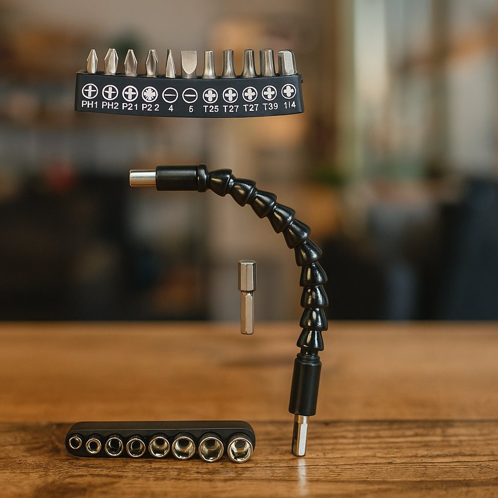 Kit Cabo Extensor Flexível Para Parafusadeira 21 Peças com Bits Soquete Ferramentas Conjunto - Imagem 5