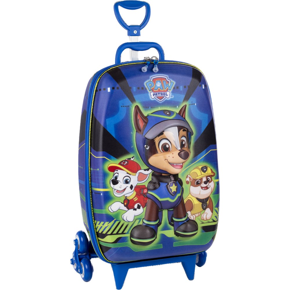 Mala Infantil Harry Patrulha Canina 3D com Rodinhas Azul Resistente Escolar Viagem - Imagem 3