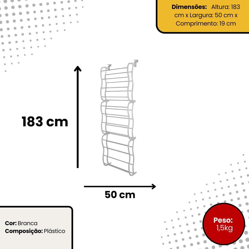 Sapateira Vertical de Parede e Porta para 36 Pares - Branca - Imagem 4
