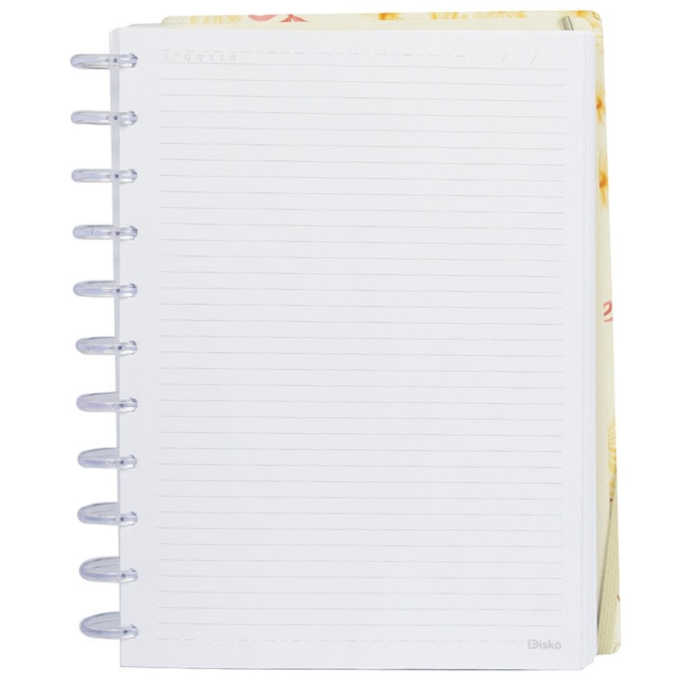 Caderno Inteligente Disco A4 60 Folhas Reposicionáveis Capa Dura Floral Elástico Disko - Imagem 3