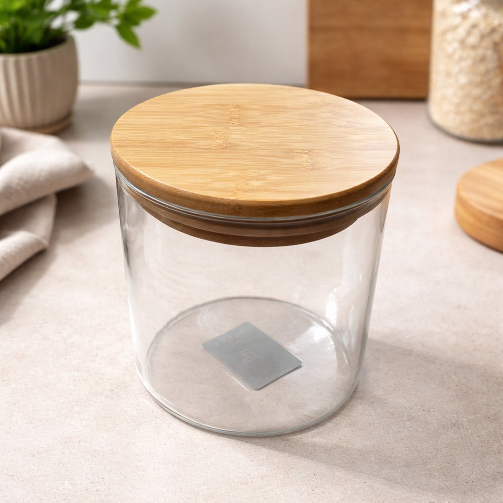Pote de Borossilicato 550 ml com Tampa de Bambu Hermético Transparente Resistente - Imagem 4