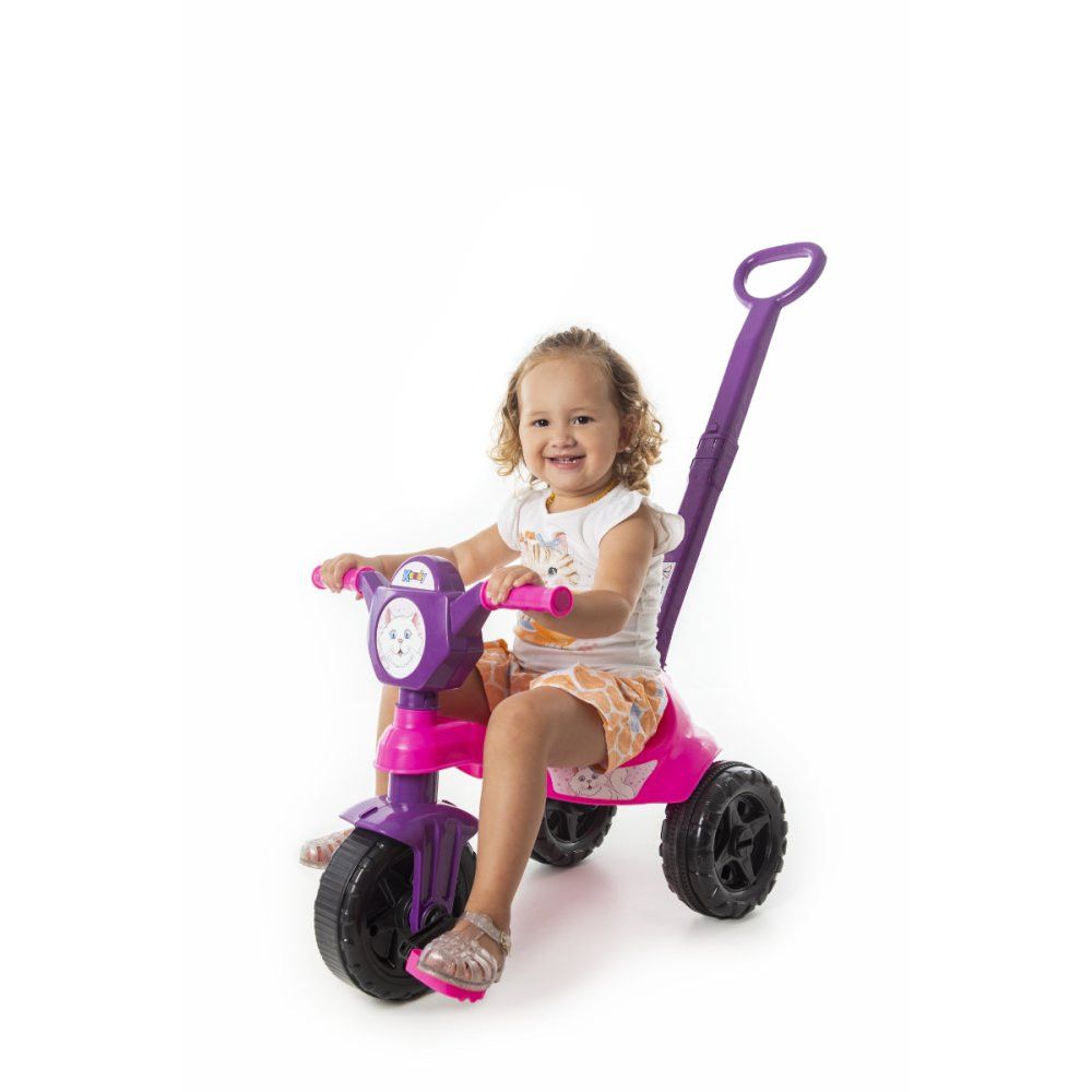 Carrinho de passeio/Pedal infantil Kemotoca Gatinha c/Haste - Imagem 3