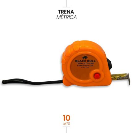 Trena Auto Emborrachada 10 Metros com Ponta Imantada Medidor Fita Métrica Durável