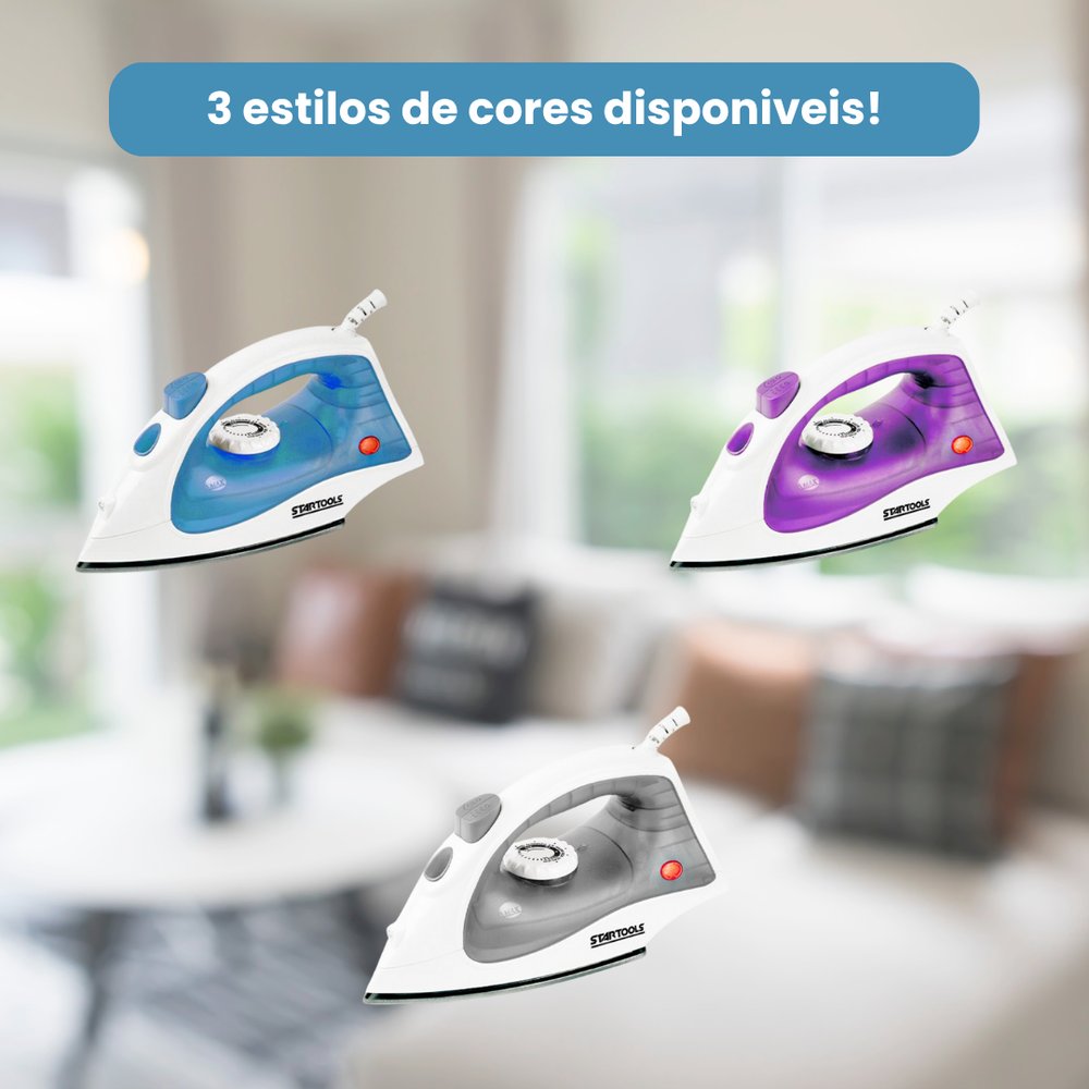 Ferro de Passar a Vapor Premium 220V Anticalcário Base Cerâmica Sortido Potente - Imagem 5