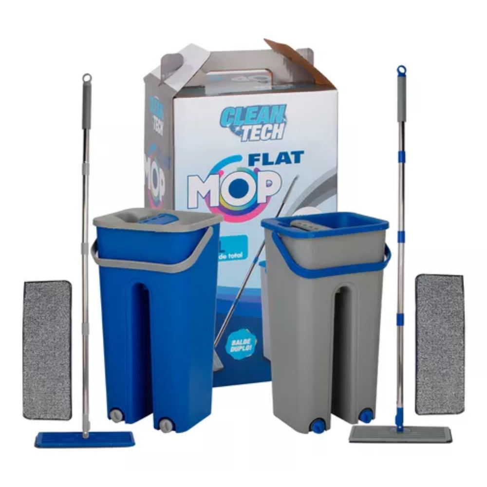 Rodo Flat Mop com Balde Lava e Seca 2 Refis Sortido Limpeza Prática e Eficiente - Imagem 3