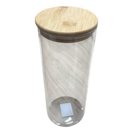 Pote de Vidro Borossilicato 1800 ml com Tampa de Bambu Hermético Organizador Cozinha