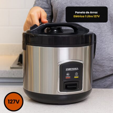 Panela de Arroz Elétrica 1 Litro 127V Panela Antiaderente Compacta Preta Magalu