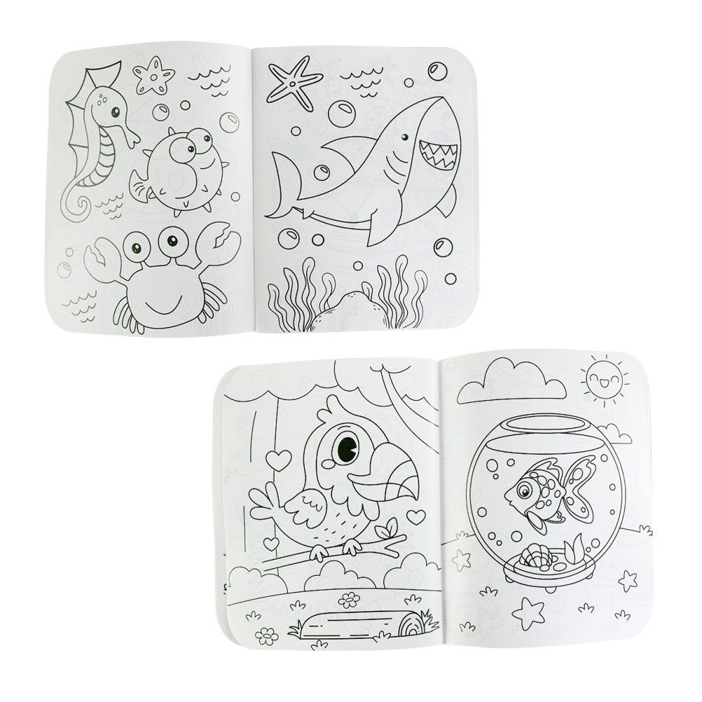 Livro para Colorir Infantil com Caixa de Giz de Cera Sortido 6 Unidades Diversão Educativa - Imagem 2
