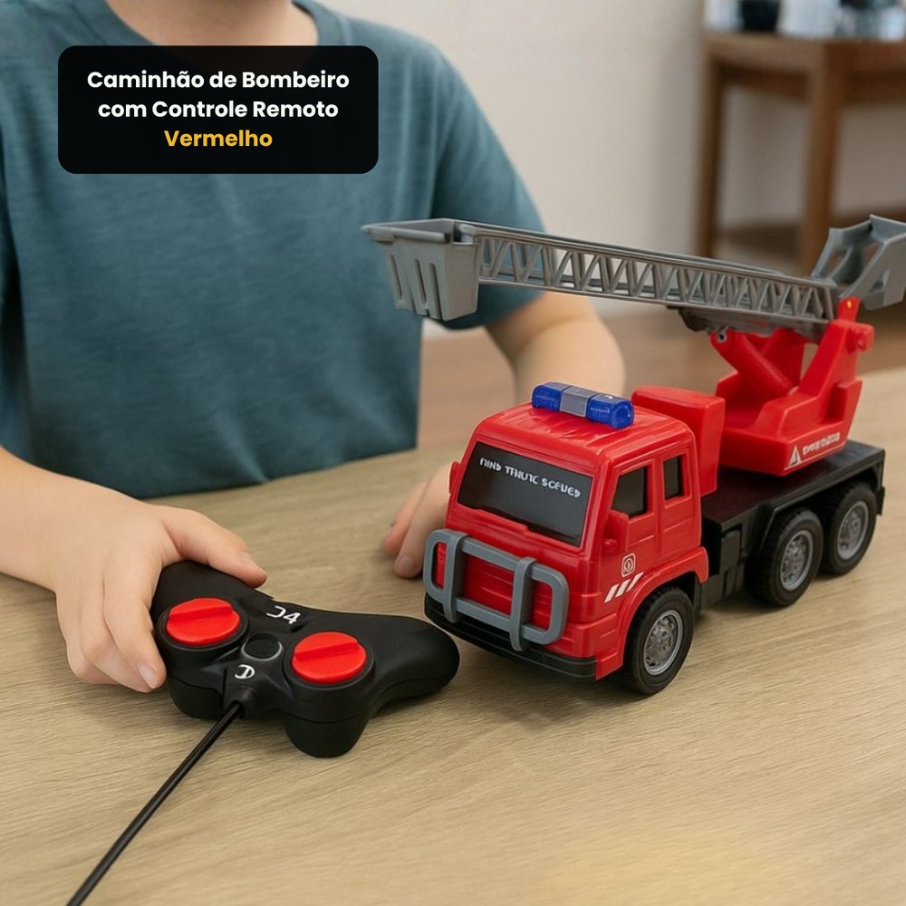Caminhão de Bombeiro Controle Remoto Vermelho com Luzes e Sons Infantil 6+ Anos - Imagem 6