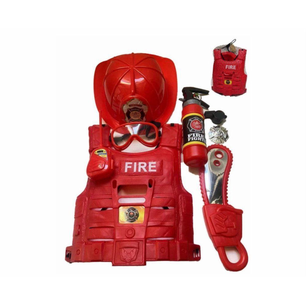 Brinquedo Kit Bombeiro Infantil com Colete e Acessórios Resgate Realista para Crianças