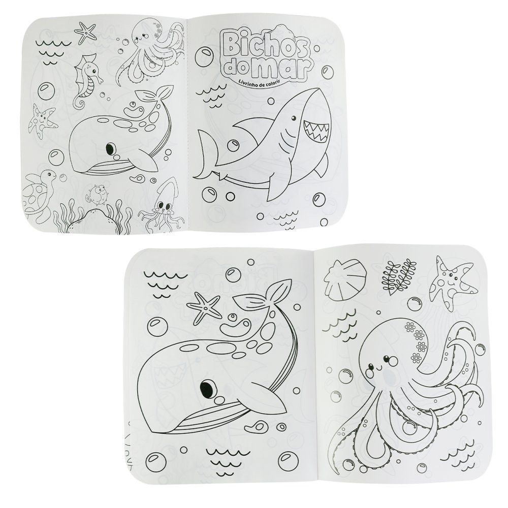 Livro para Colorir Infantil com Caixa de Giz de Cera Sortido 6 Unidades Diversão Educativa - Imagem 5