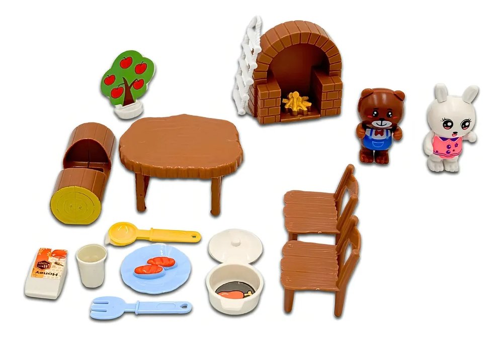 Conjunto Animais de Plástico 22 Peças com Acessórios Brinquedo Infantil - Marrom - Imagem 5