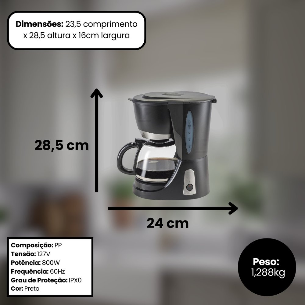 Cafeteira Elétrica 30 Xícaras 127V Preta Bivolt com Timer e Função Manter Aquecida - Imagem 2