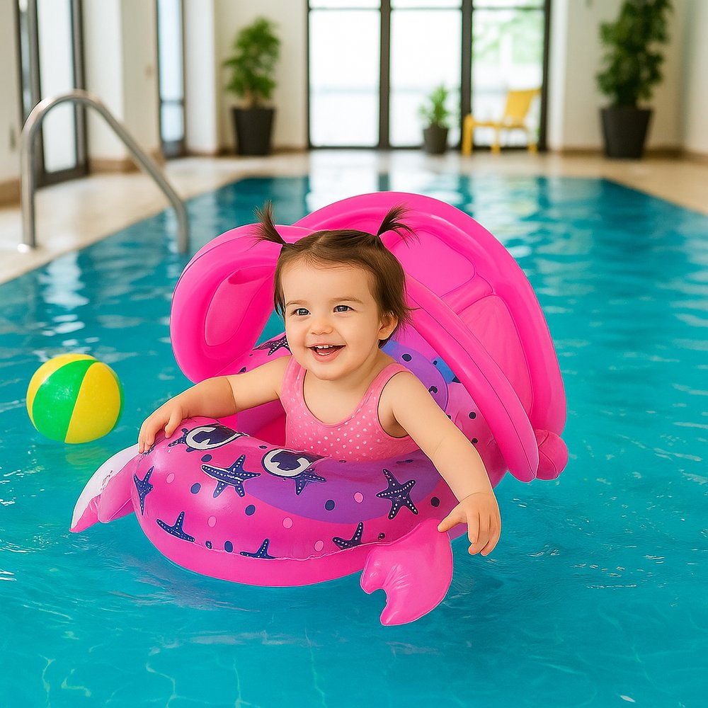 Bote Infantil Caranguejo Rosa 1 Lugar Material PVC Inflável Segurança e Diversão - Imagem 2
