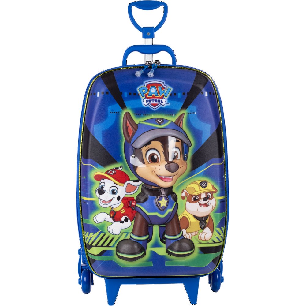 Mala Infantil Harry Patrulha Canina 3D com Rodinhas Azul Resistente Escolar Viagem - Imagem 2