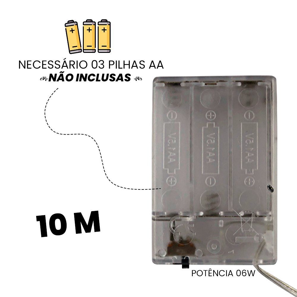 Fio de Fada LED Colorido 10m Cordão de Luz Decoração Festas Ambiente Interno Externo - Imagem 5