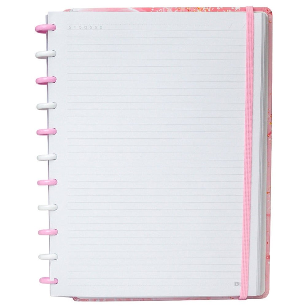 Caderno Disko Gran Capa Dura Disco Reposicionável Rosa Grande G - Imagem 3