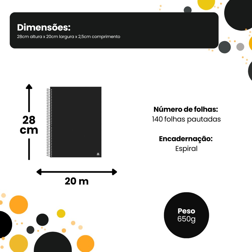 Caderno Universitário Kbum Preto 10 Matérias – 140 folhas - Imagem 2