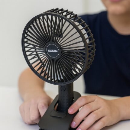 Mini Ventilador de Mesa Recarregável USB Preto Compacto 3 Velocidades Silencioso Portátil