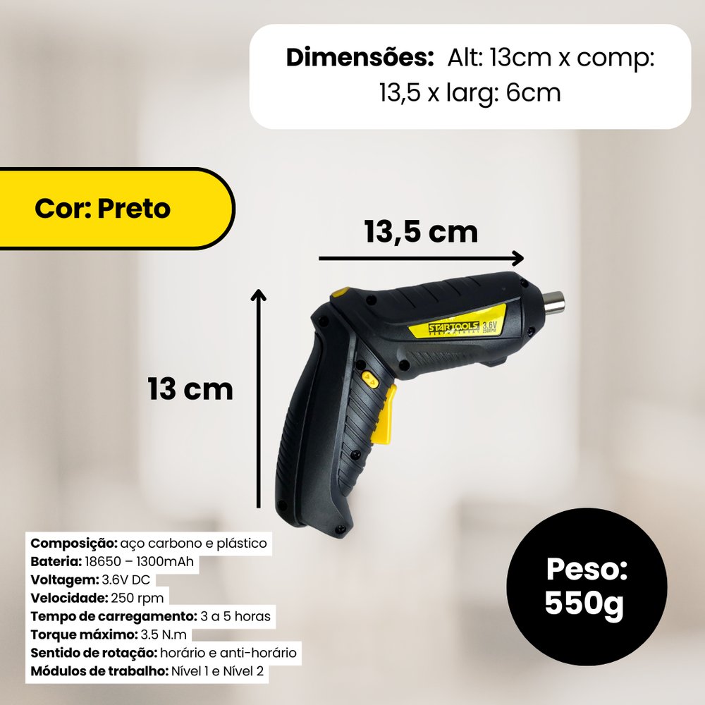Mini Parafusadeira Recarregável 3,6V Compacta Bateria Litio Portátil Ferramenta - Imagem 4
