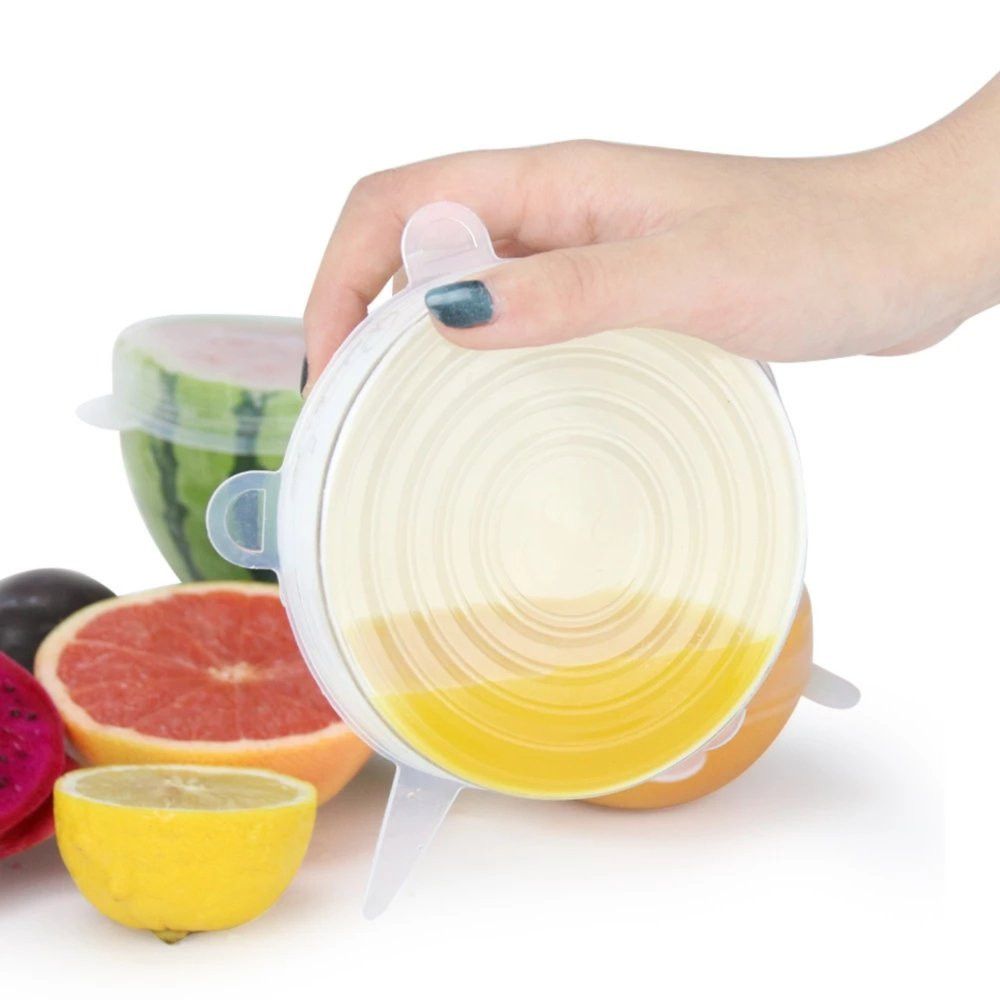 Kit 6 Tampas de Silicone Flexíveis Multiuso Reutilizáveis Vedação Hermética para Potes - Imagem 3