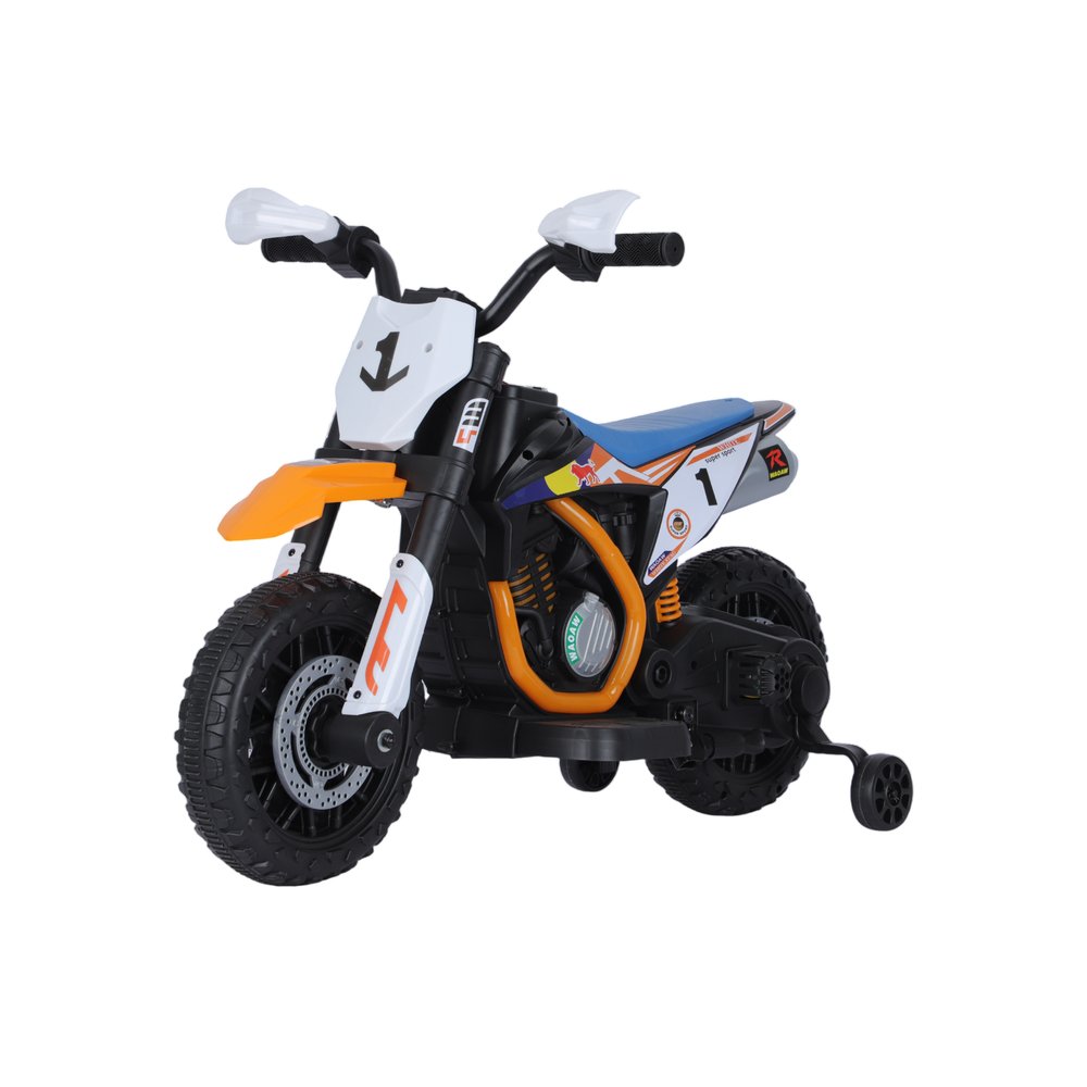 Moto Elétrica Infantil 2 Rodas Com Rodinhas Bateria Recarregável - Laranja - Imagem 3