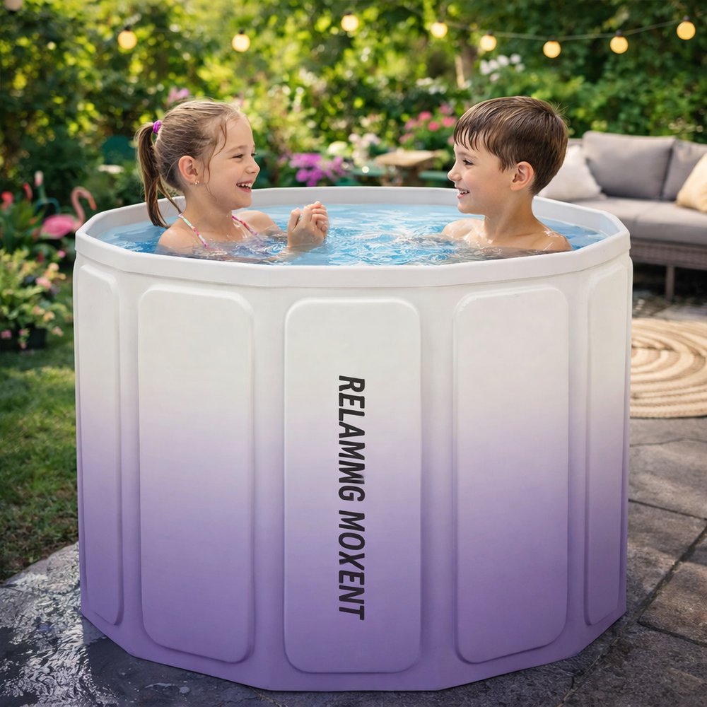 Banheira Dobrável de PVC para Bebê 50L Compacta Portátil Resistente Sortida Colorida - Imagem 2