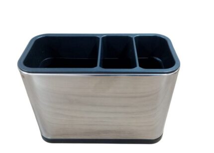 Porta Talheres de Inox Retangular 20x10 cm Suporte Organizador para Cozinha Durável