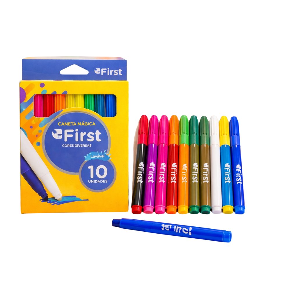 Conjunto 10 Canetinhas Hidrográficas Laváveis Coloridas Escolares - Imagem 3