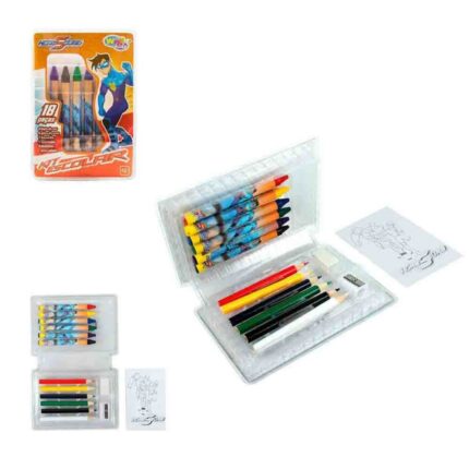 Estojo Infantil Escolar Hero Squad 18 Peças com Lápis Canetas Borracha Estojo Colorido