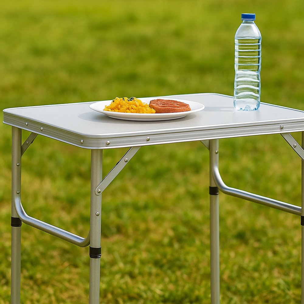 Mesa Auxiliar Ajustável Alumínio 70cm Altura Regulável Dobrável para Sala e Escritório - Imagem 2