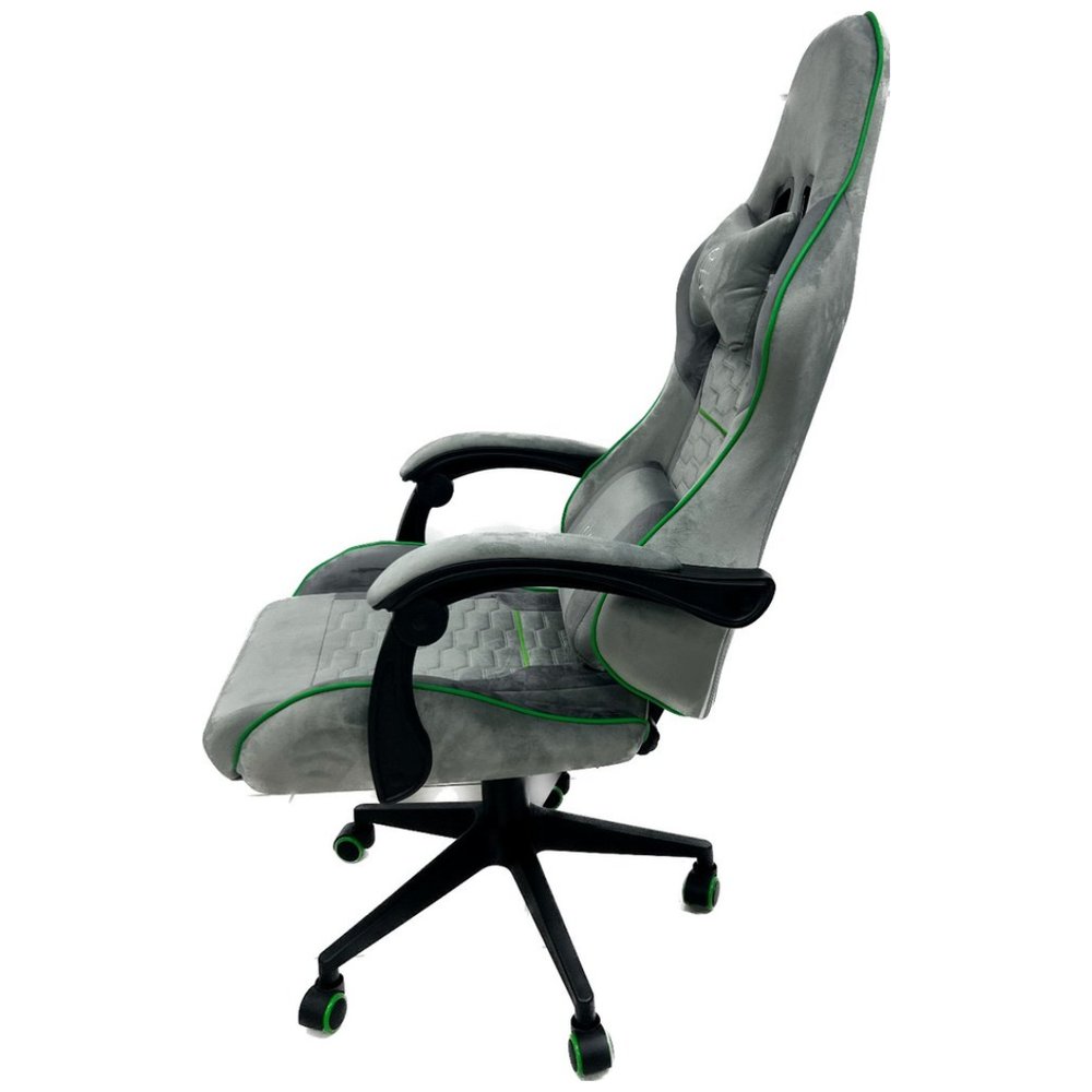 Cadeira Gamer Giratória Cinza com Ajuste de Altura e Encosto Reclinável Confortável - Imagem 2