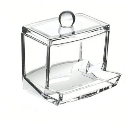 Dispenser Para Hastes de Algodão com Tampa 250 Unidades Plástico Transparente Organizador