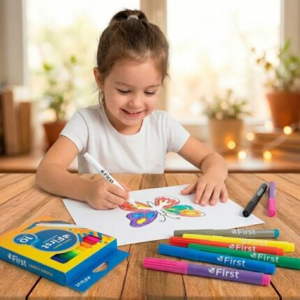 Conjunto 10 Canetinhas Hidrográficas Laváveis Coloridas Escolares