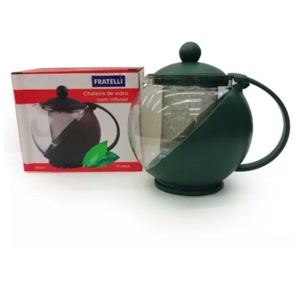 Chaleira de Vidro com Infusor 750 ml Transparente, Tampa Aço Inox, para Chá e Infusão - Imagem 3