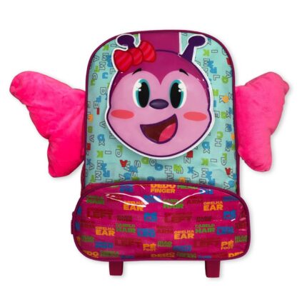 Mochila Infantil Escolar Borboleta Rosa com Rodinhas Resistente Impermeável 16 Polegadas