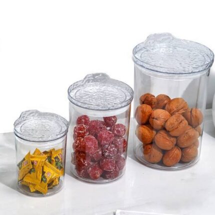 Conjunto 3 Potes Hermético Redondo Plástico Transparente Tampa Vedação Alimentos
