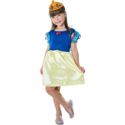 Kit Fantasia Infantil Princesa Azul e Amarela Tamanho G Vestido Carnaval Festa Infantil