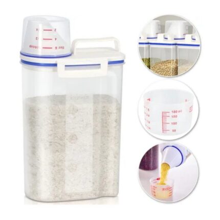 Pote Hermético Multiuso com Dosador 1,5kg Transparente Tampa Vedação Armazenamento